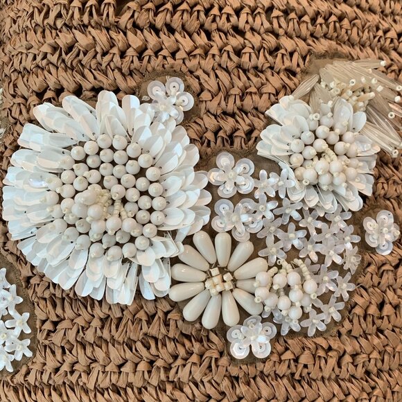 Raffia Bag Beaded Floral NWT - Picture 3 of 12